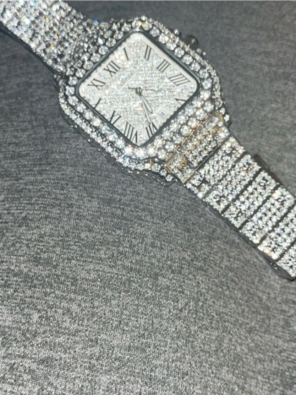 Men's Silver Crystal-Embellished Bracelet Watch